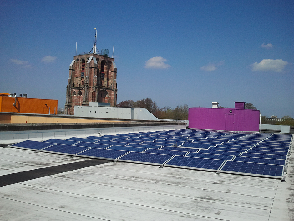 Solar panels on a rooftop in Leeuwarden